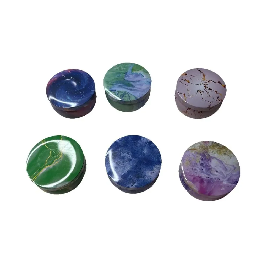 Mini Soy Wax Candles Decorative Tin With Lids Blue Purple Greens Marble Tie Dye
